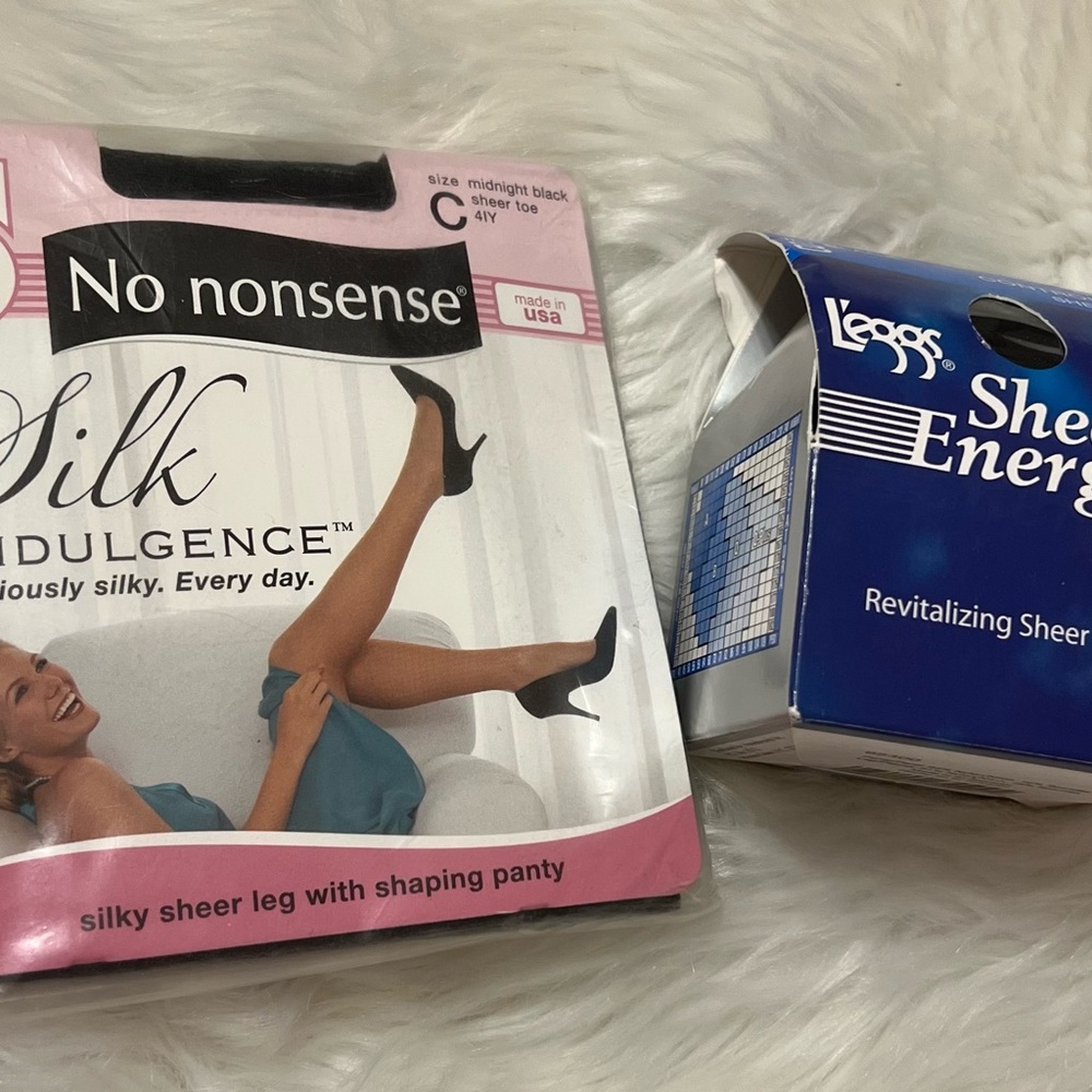 No Nonsense Ctl Top Nylon Midnight Blk Size C &‎ Leggs Sheer Energy Jet Blk Sz B